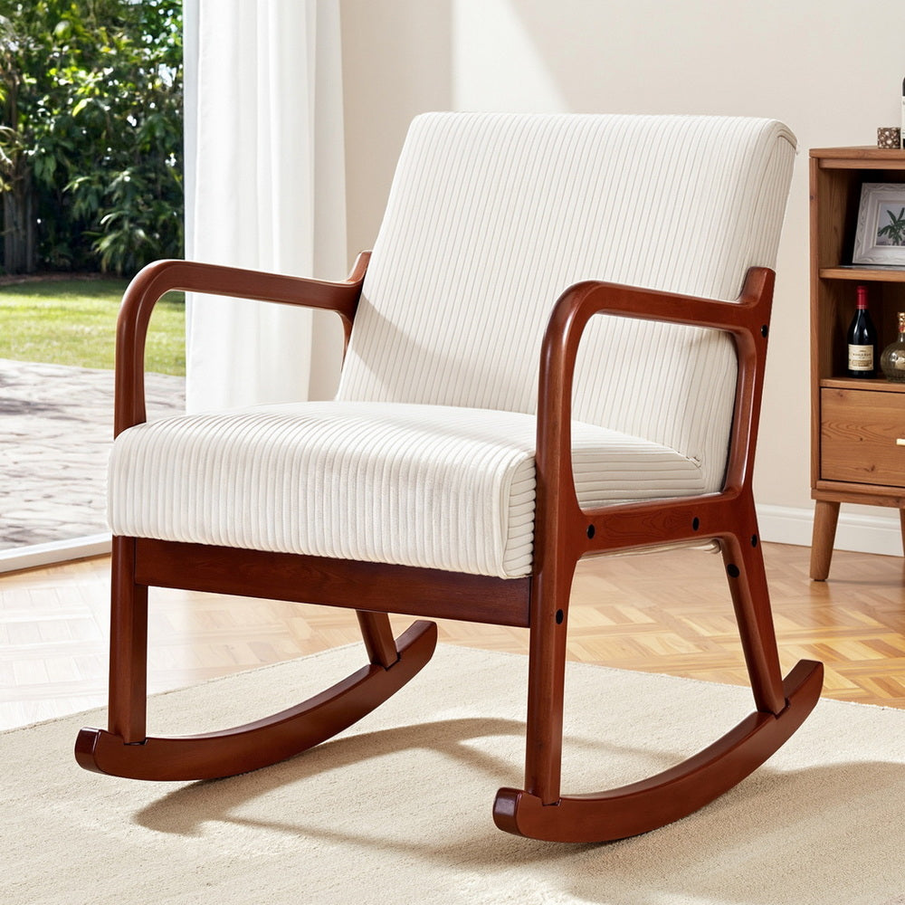 Artiss Rocking Armchair Lounge Chair Corduroy Beige