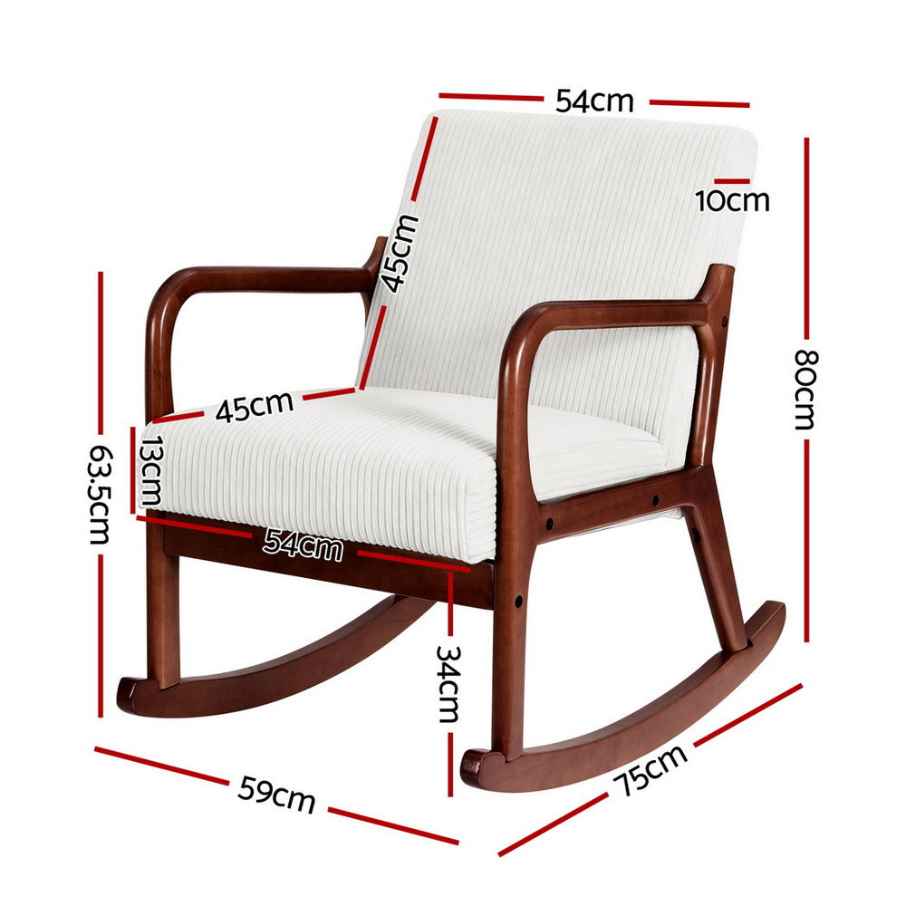 Artiss Rocking Armchair Lounge Chair Corduroy Beige