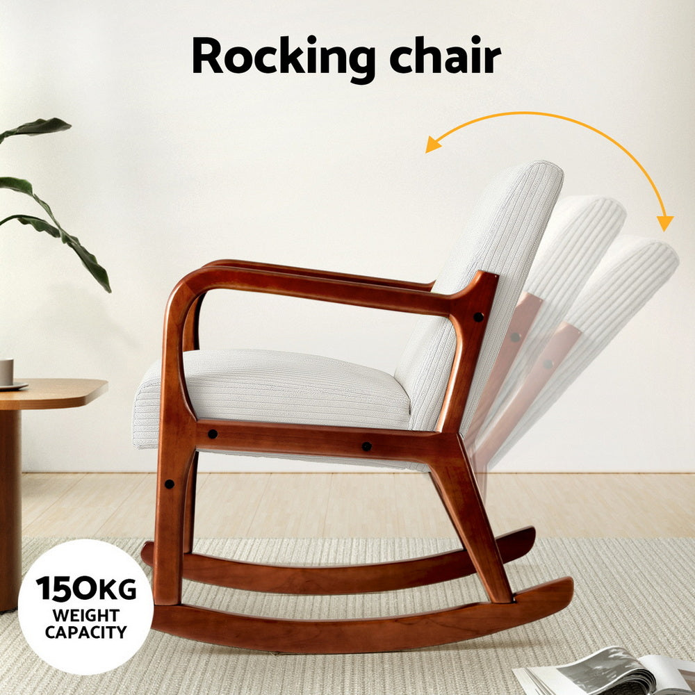 Artiss Rocking Armchair Lounge Chair Corduroy Beige