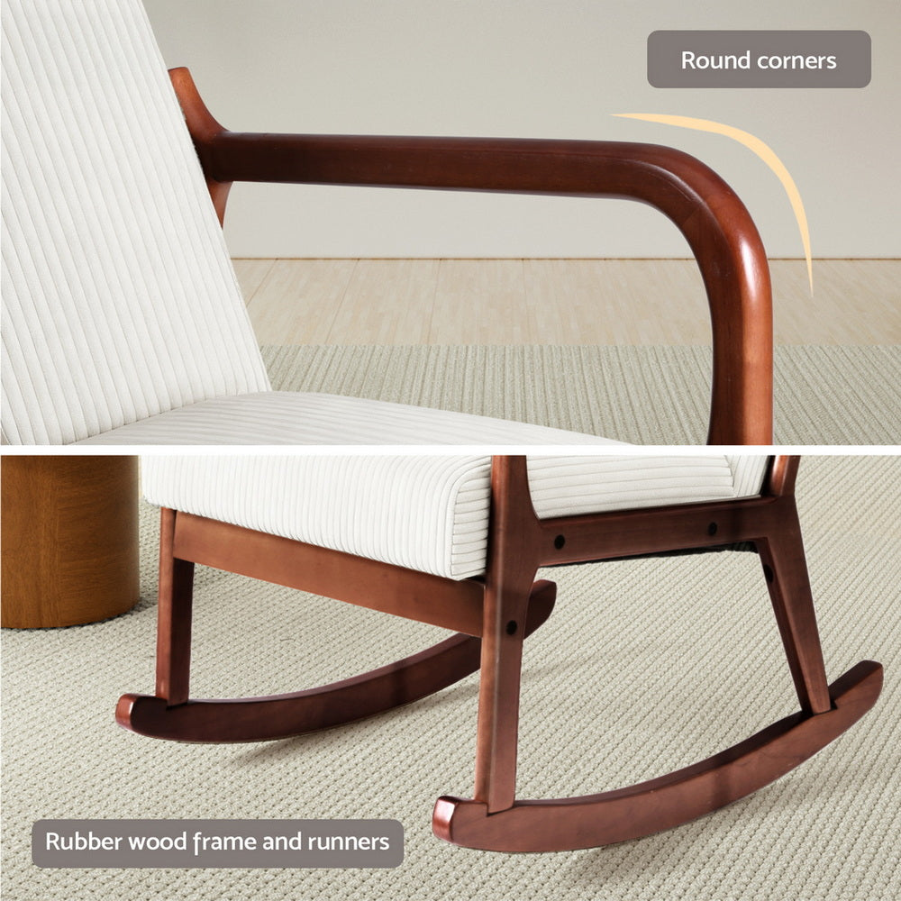 Artiss Rocking Armchair Lounge Chair Corduroy Beige