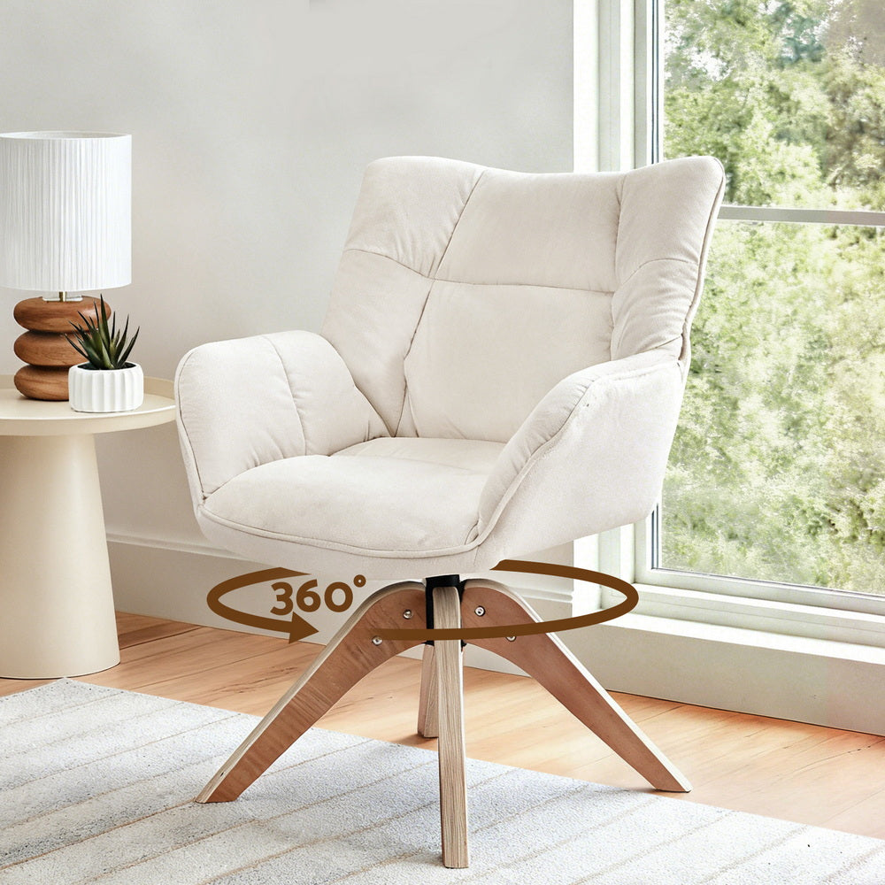 Artiss Swivel Chair Armchair Nursing Velvet White