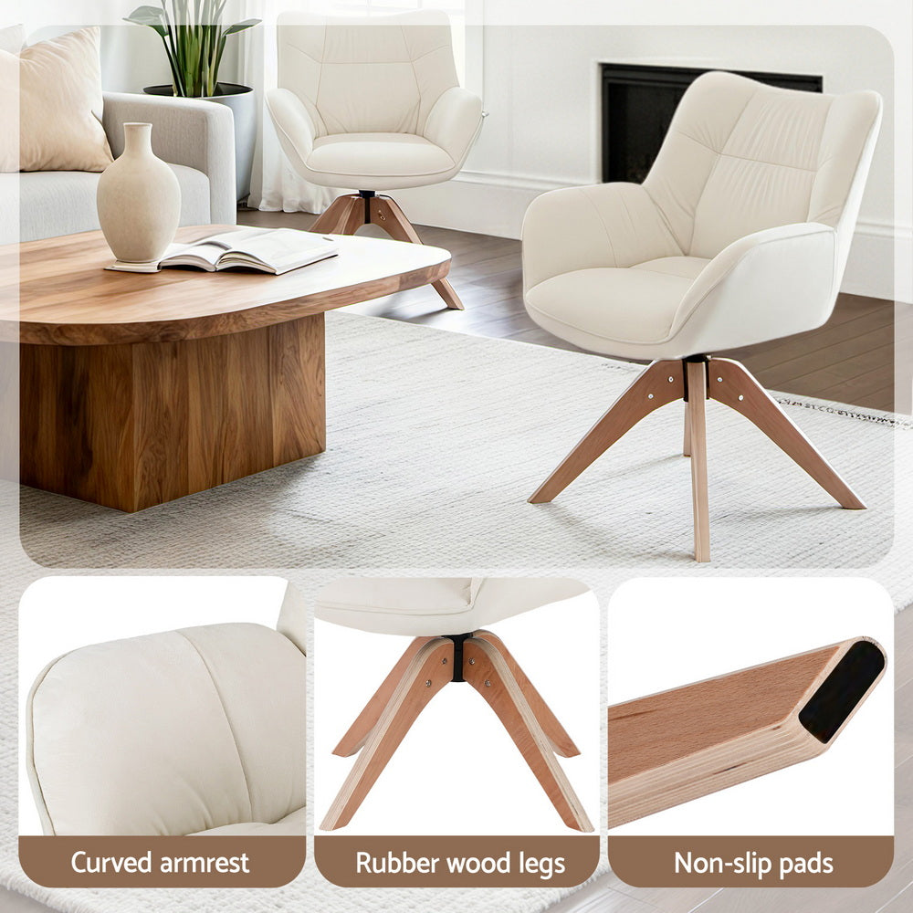 Artiss Swivel Chair Armchair Nursing Velvet White