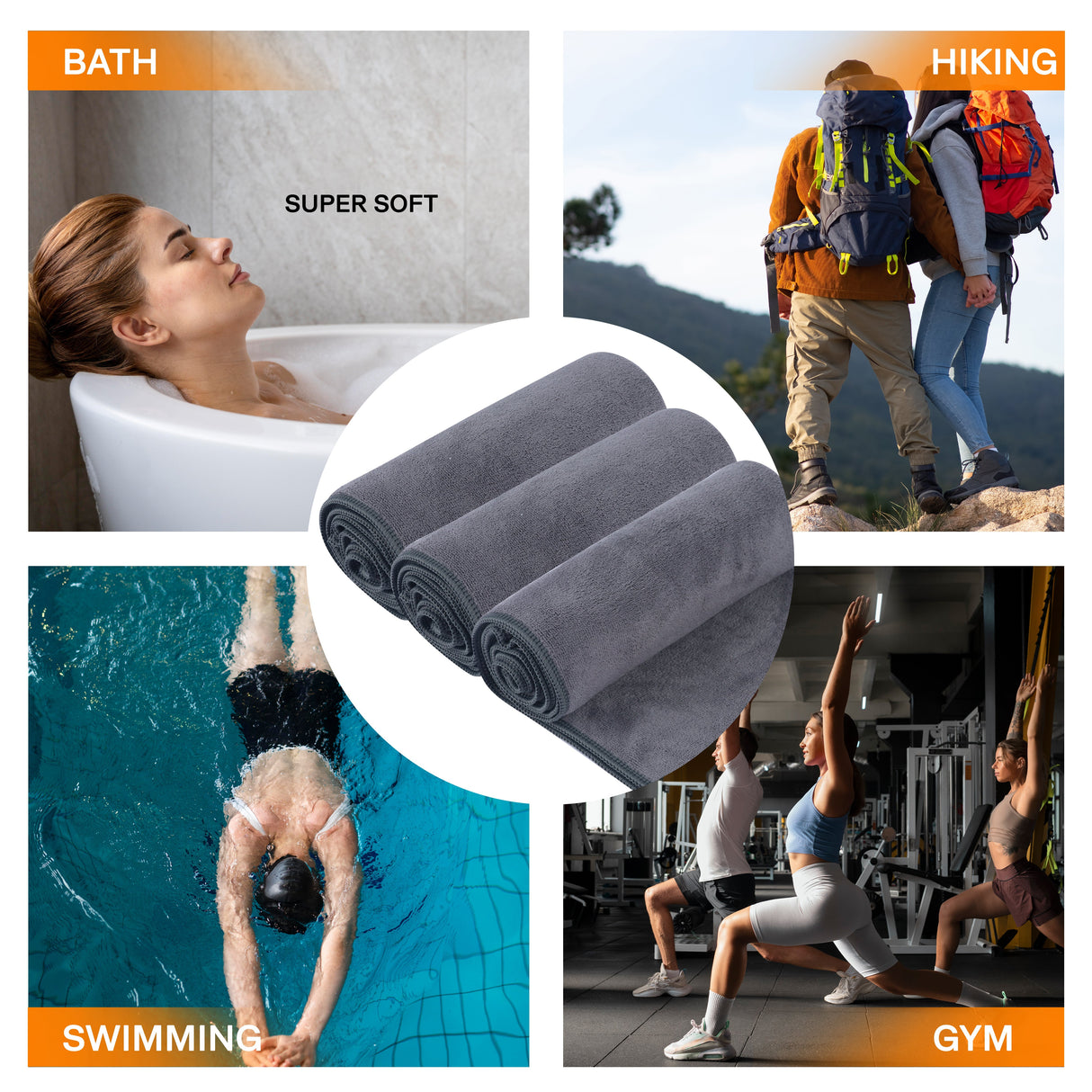 Gymeek Microfiber Gym Towel Set of 3