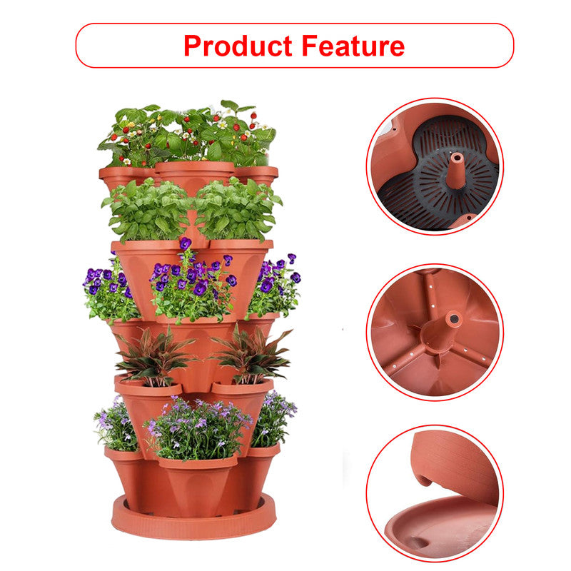 Hivvago 5-Tier Vertical Garden Planter – Stackable Indoor/Outdoor Pot with Base