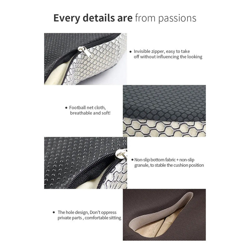 Hivvago Memory Foam Seat Cushion ??Ergonomic Support for Office, Car & Home, Grey