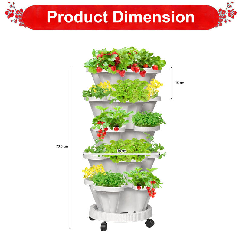 Hivvago 5-Tier Vertical Garden Planter – Stackable Indoor/Outdoor Pot with Wheel Base
