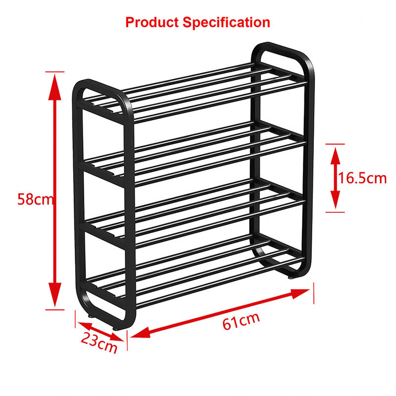 Hivvago 4-Layer Shoe Rack ??Compact Steel Frame Organizer for Entryway, Black