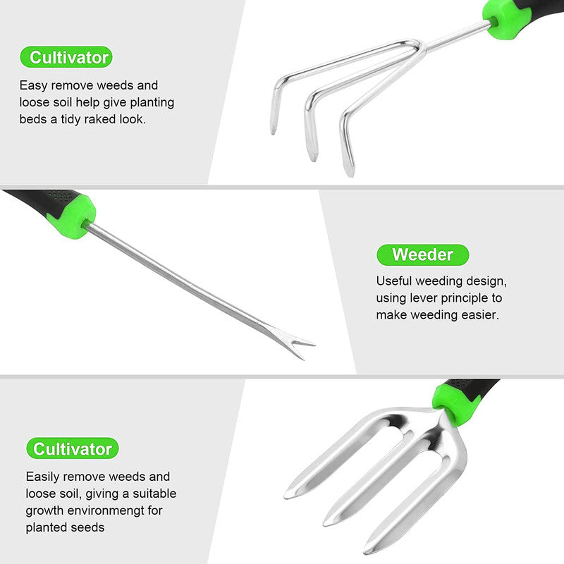 Hivvago 8-Piece Stainless Steel Garden Tool Set with Tote & Gloves