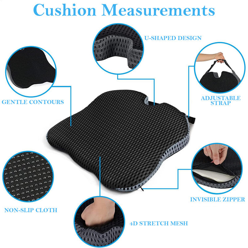 Vagooz Car Wedge Seat Cushion ??Memory Foam Booster with Non-Slip Base, Black