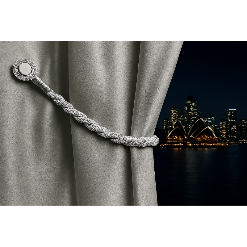 Magnetic weaved rope tieback Silver