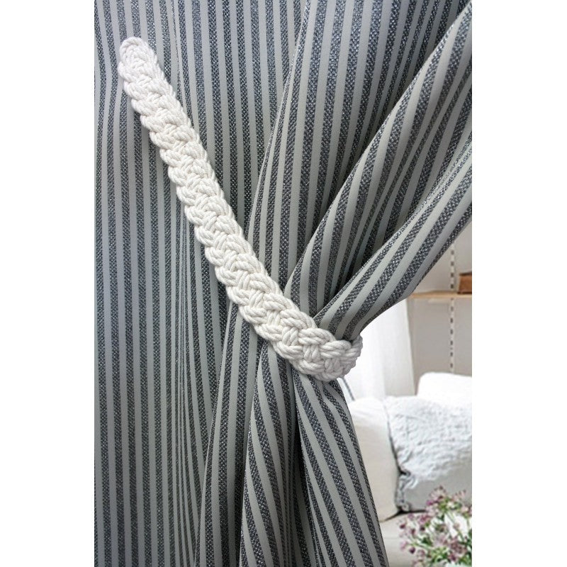 Ecru white rustique braided magnetic tieback