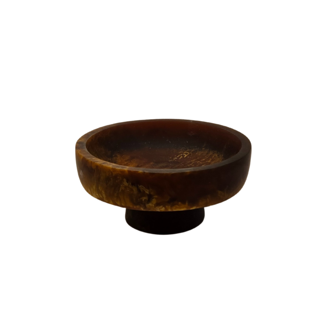 Hand-Poured Pedestal Serving Bowl ??Small Caramel Resin Bowl for Snacks & Sides