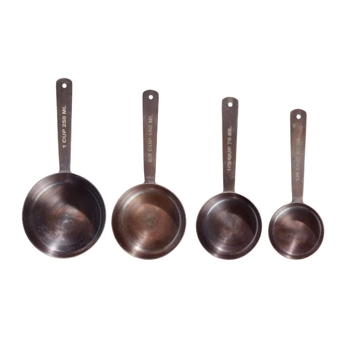 Vintage Elegance: Antique Copper Stainless Steel Measuring Cup Set