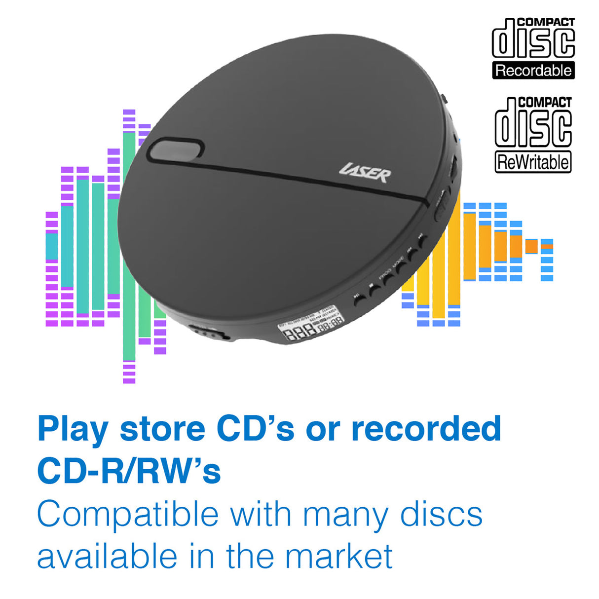 Laser Portable CD MP3 Player with Anti-Skip Tech and Headphones