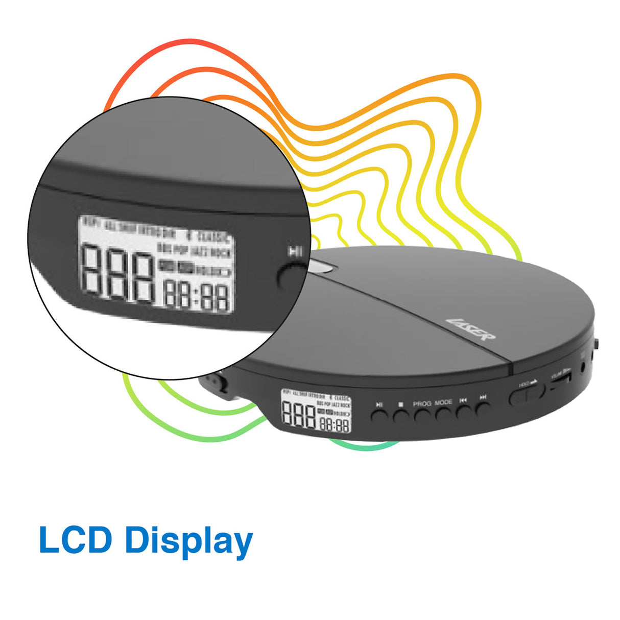 Laser Portable CD MP3 Player with Anti-Skip Tech and Headphones