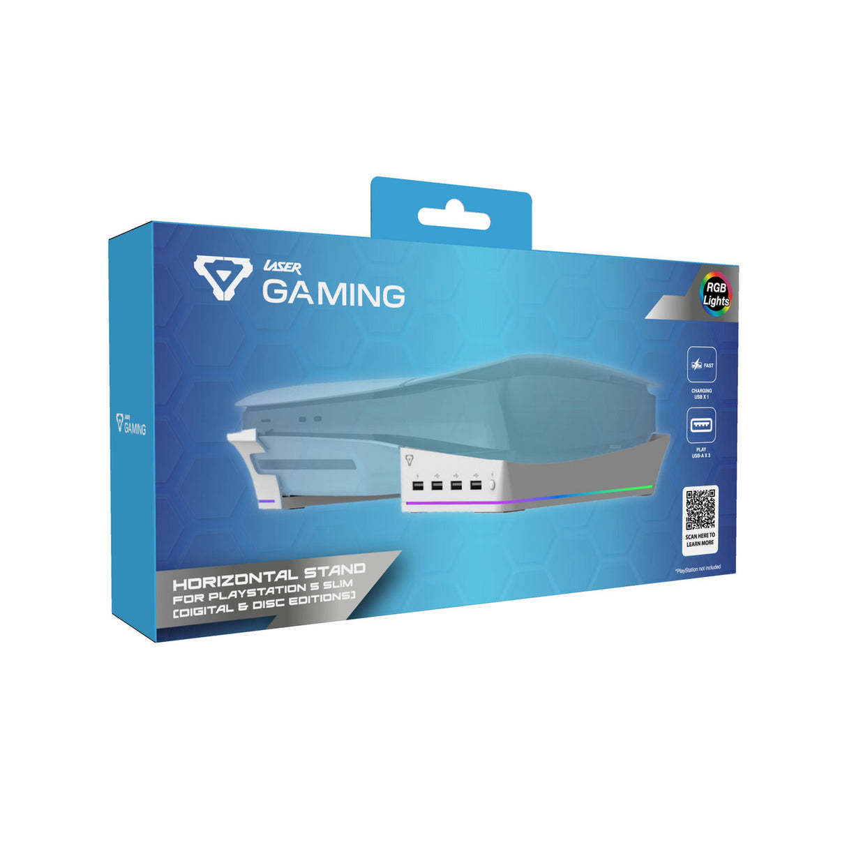 Laser Gaming PS5 Slim RGB Horizontal Stand with 4 USB Ports