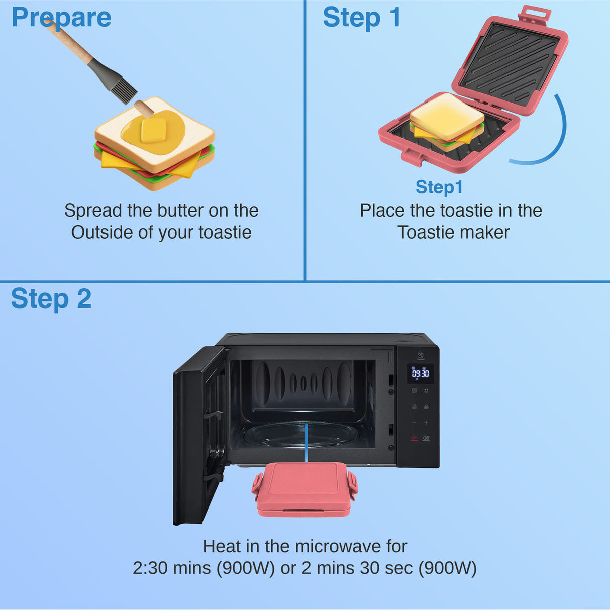 Laser Microwave Toastie Maker Flamingo Pink