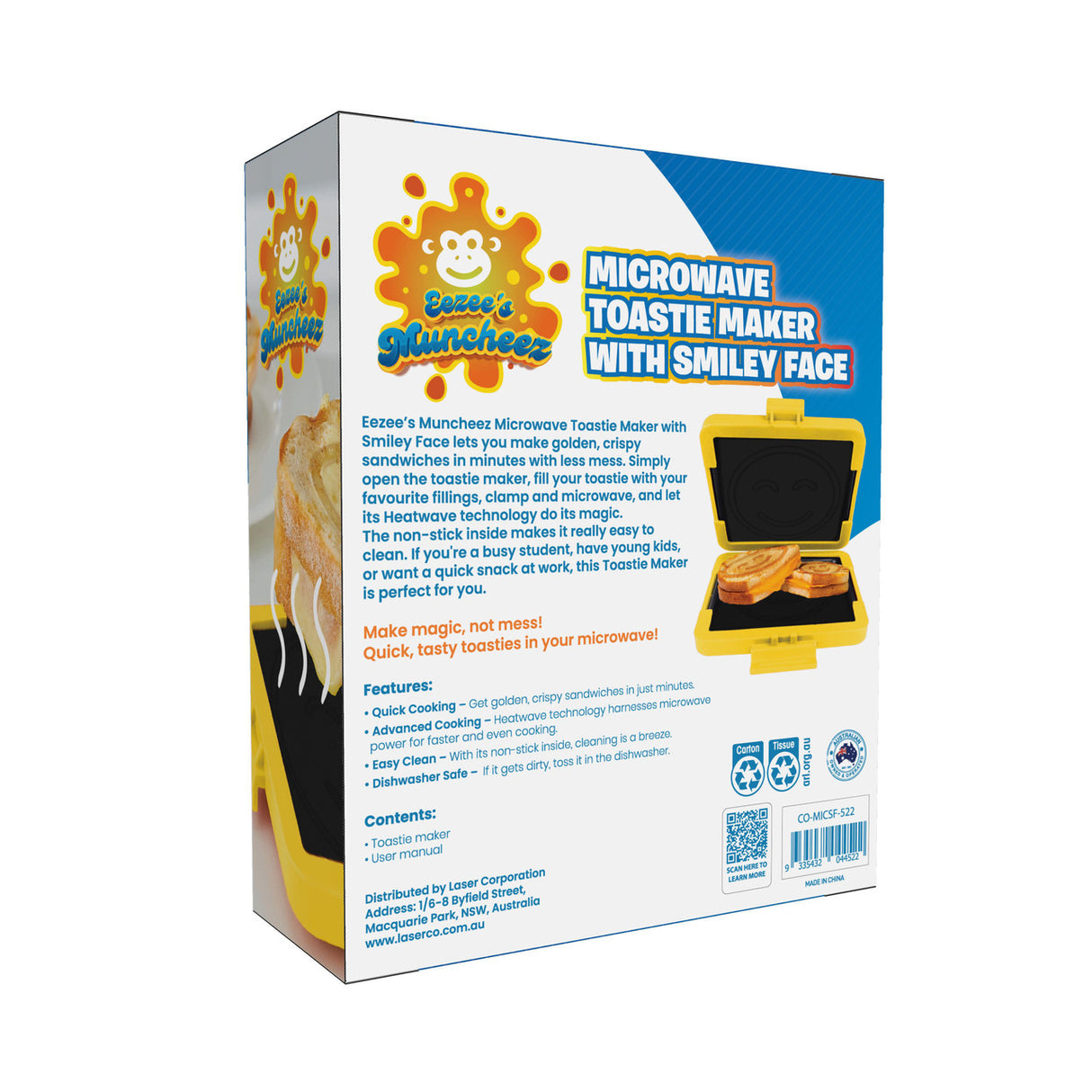 Laser Microwave Toastie Maker Smiley Face
