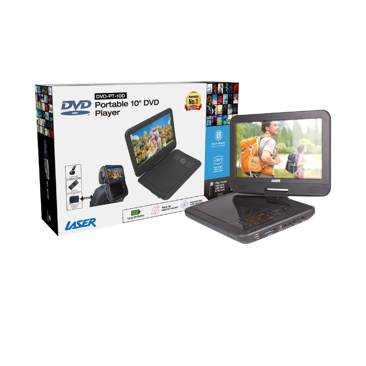 Laser 10??Portable DVD Player with Anti-Skip Technology