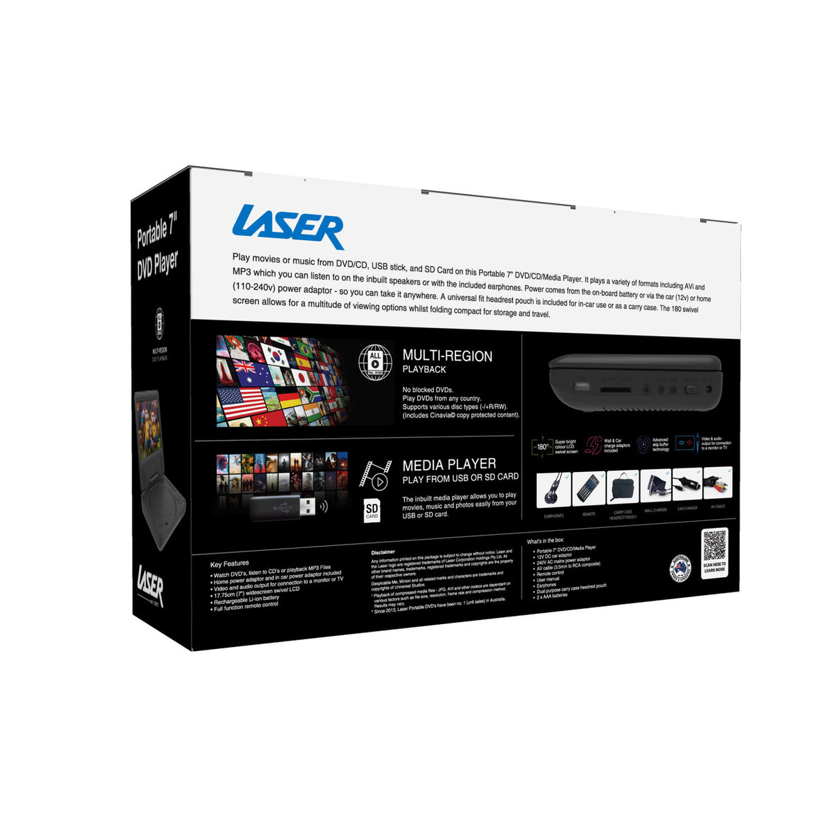 Laser Portable DVD Player 7 inch