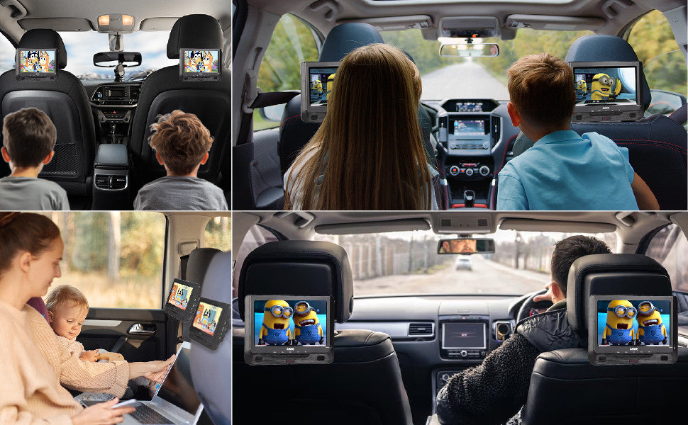 Laser 9 Inch Dual Screen DVD Player Black