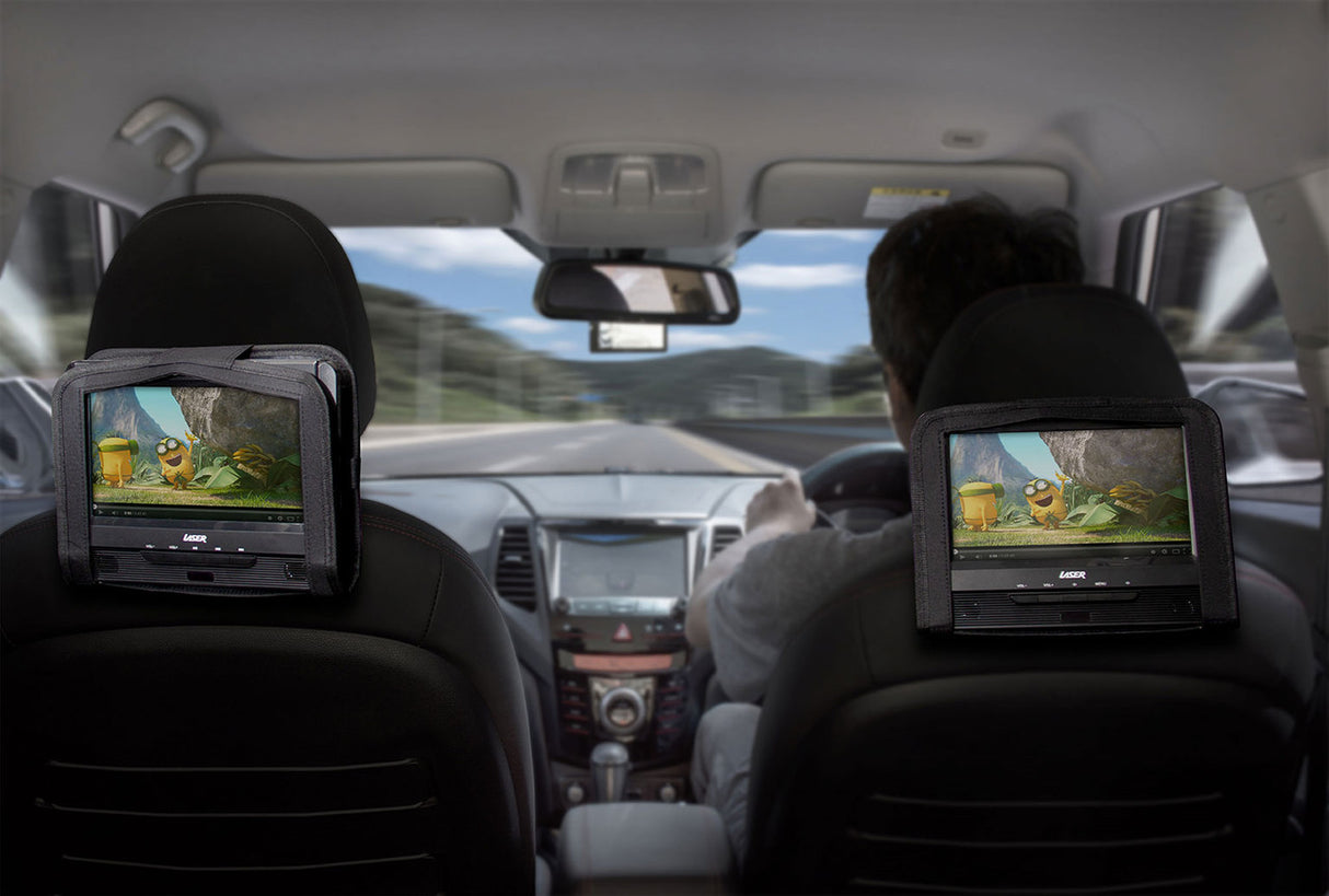 Laser 9 Inch Dual Screen DVD Player Black