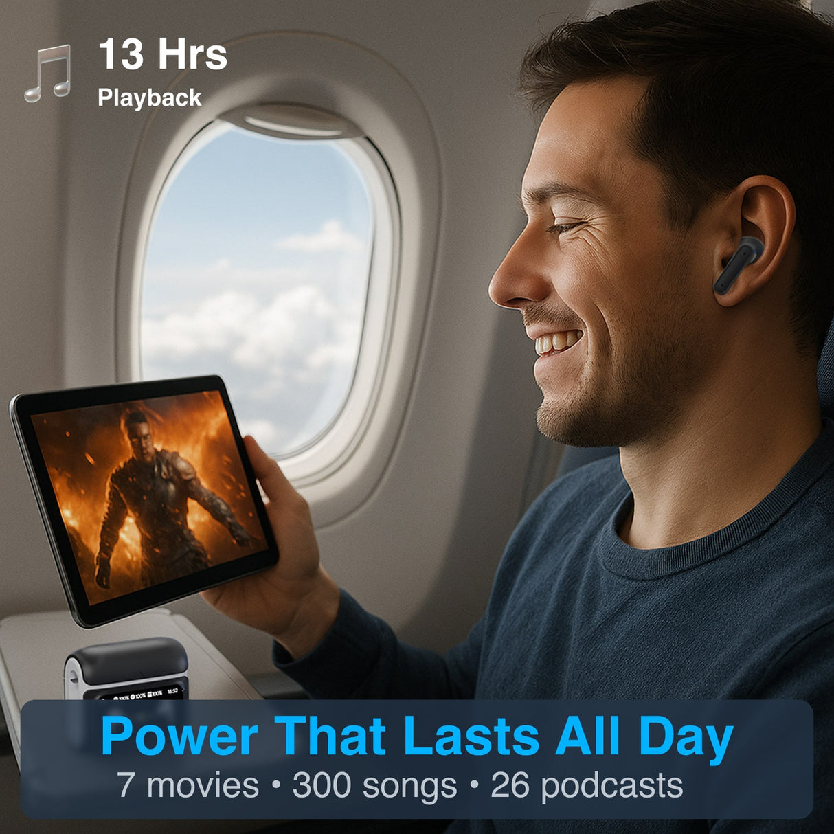 Laser TWS Earbuds ANC with Touch Display Black