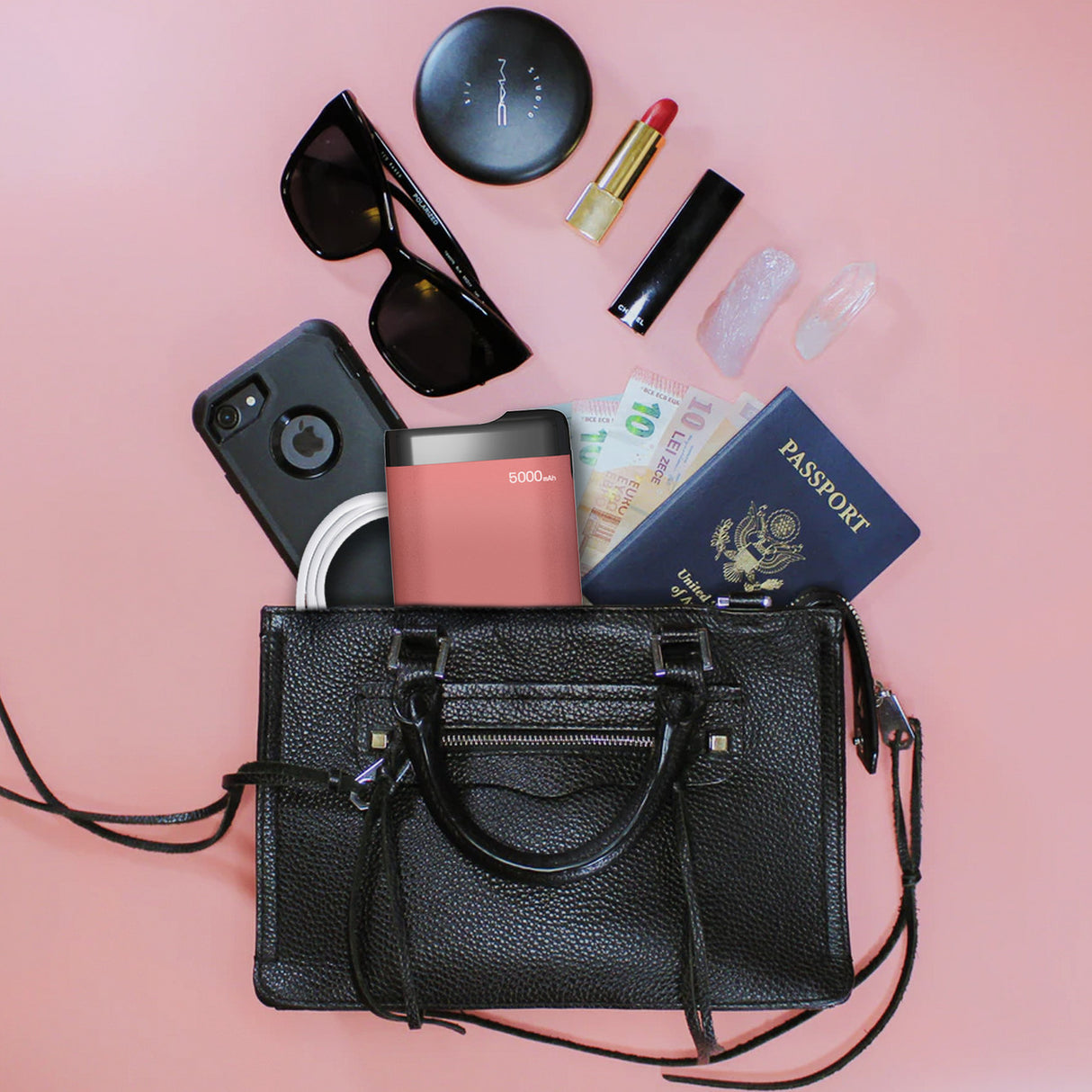 Laser 5000mAh Power Bank LED Display Red