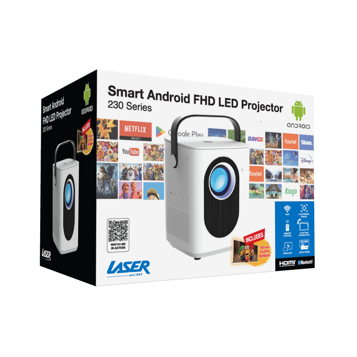 Laser Cube Android Projector with 120in Screen