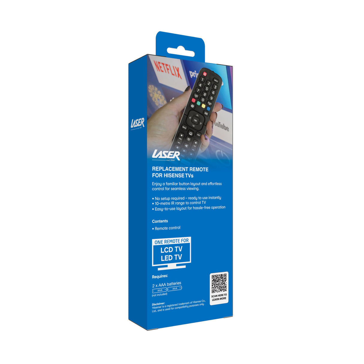 Laser Remote Control for Hisense TV Black