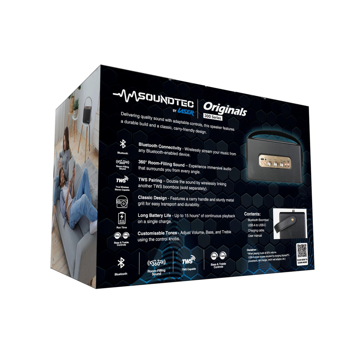 SoundTec Retro Bluetooth Boombox Black