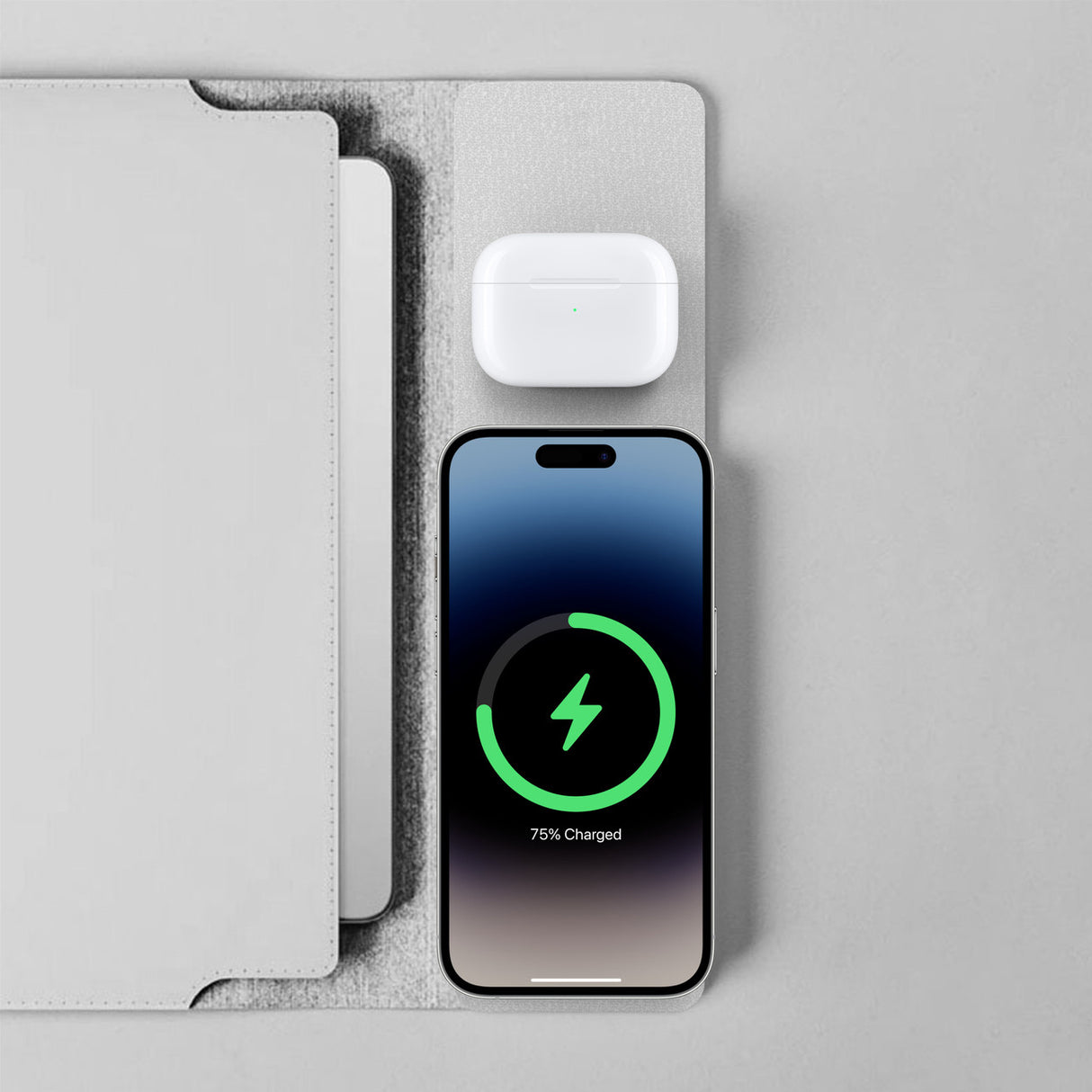 Laser Wireless Charging Laptop Sleeve Up to 16 Inch Grey