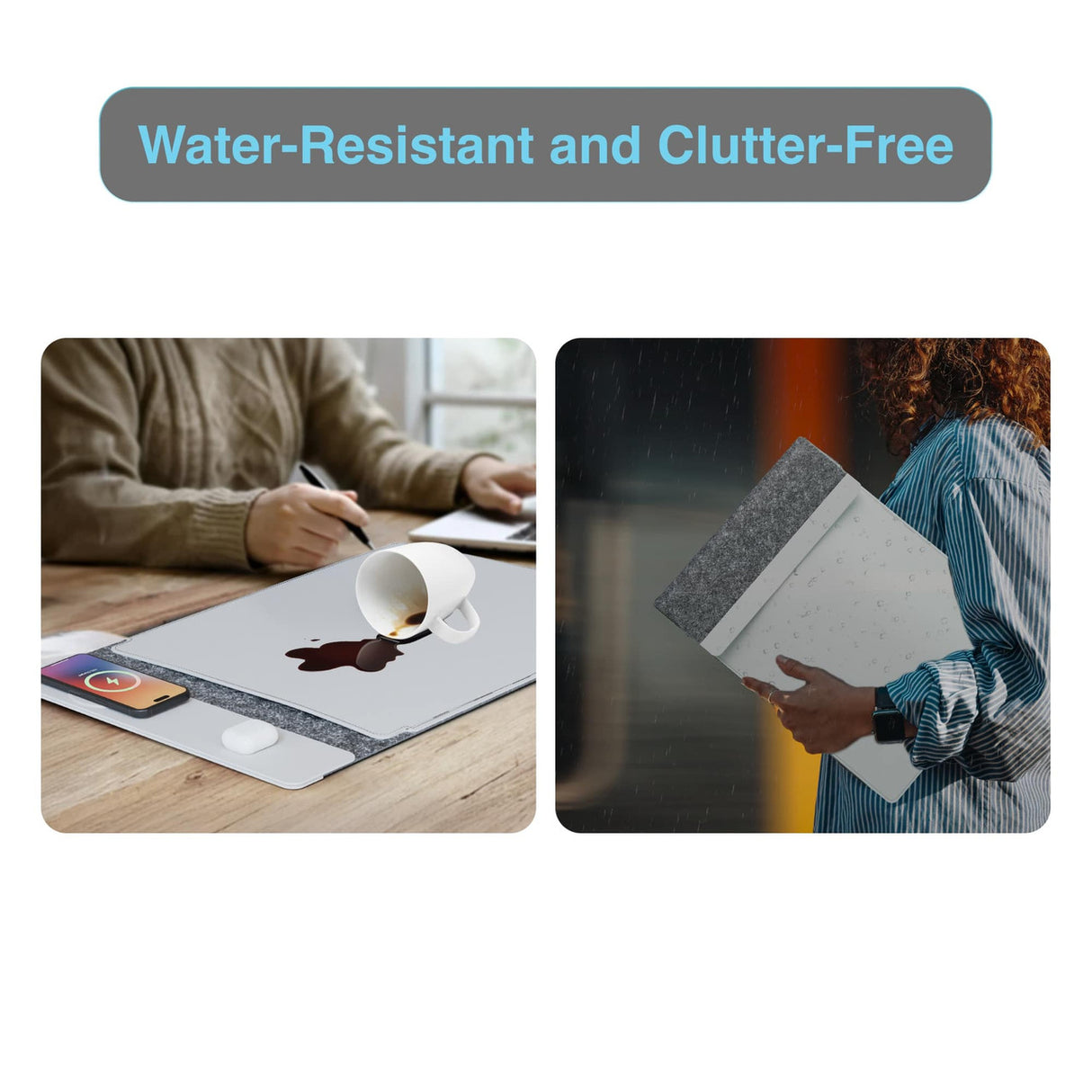 Laser Wireless Charging Laptop Sleeve Up to 16 Inch Grey