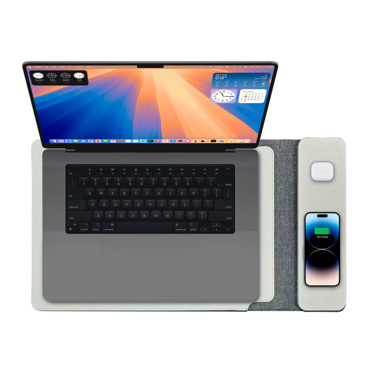 Laser Wireless Charging Laptop Sleeve Up to 16 Inch Grey