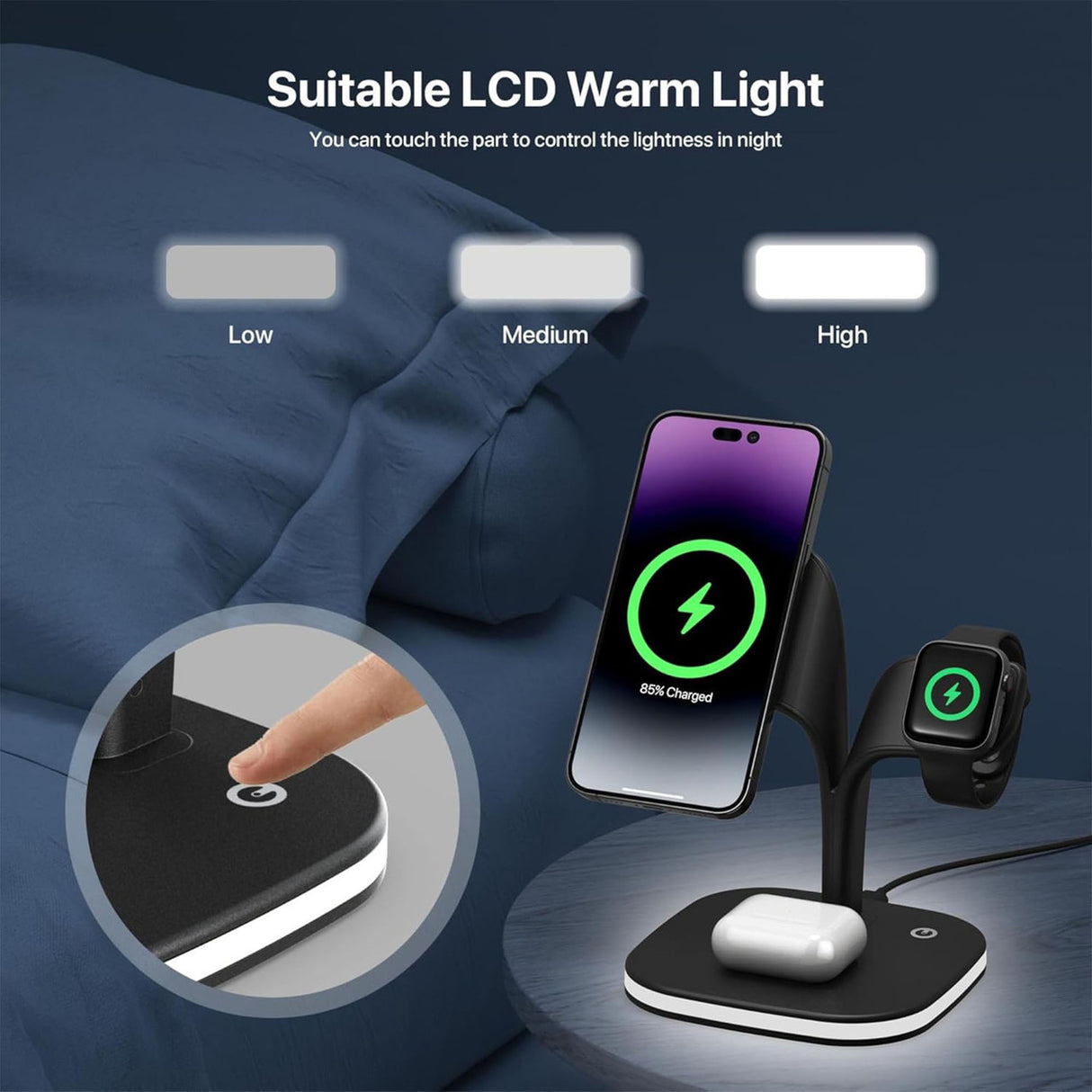 4 in 1 Wireless Charging Station with Night Light