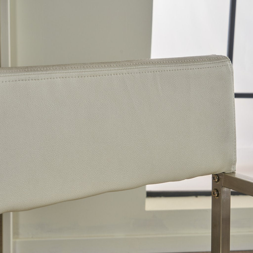 Rocklin Steel & Bonded Leather Director chair Armchair in White