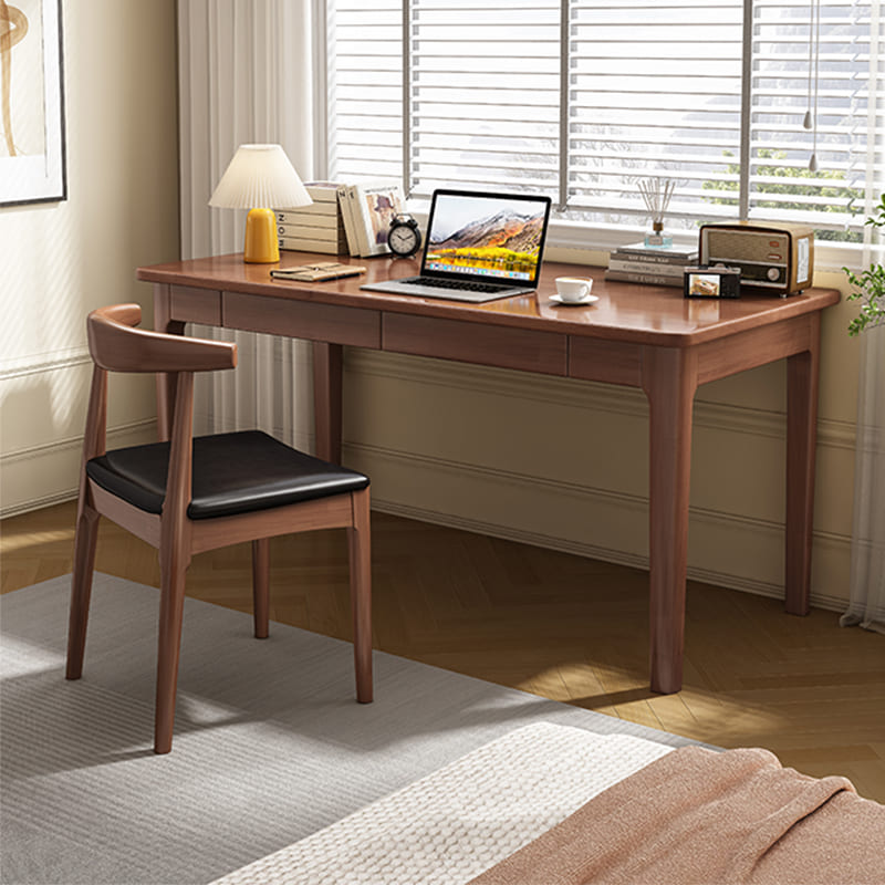 Mitch Solid Wood Study Desk /Rubberwood/Minimal Assembly/Walnut
