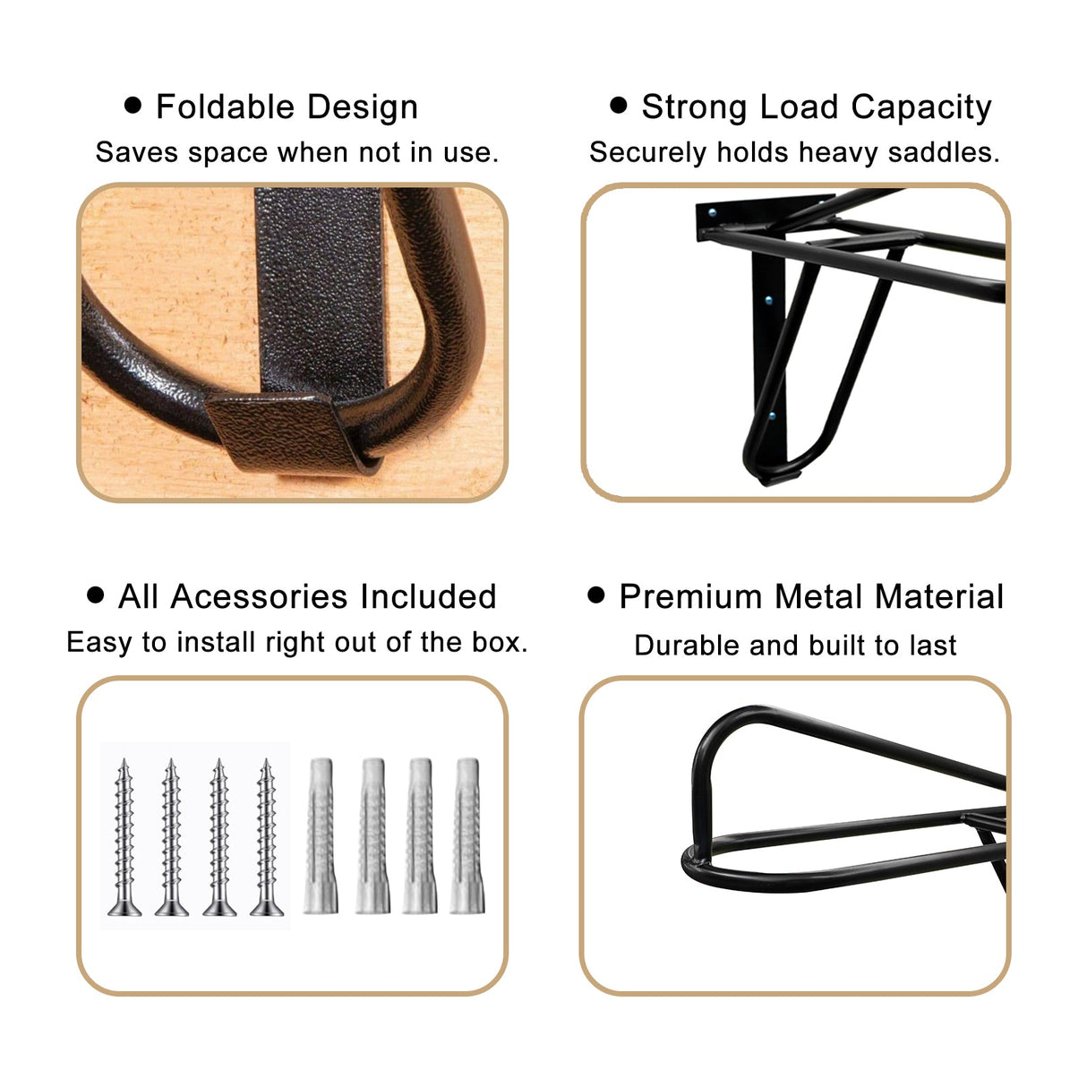 Samland Foldable Saddle Rack Wall Mounted Saddle Stand Space-Saving Steel Holder for Horse Tack