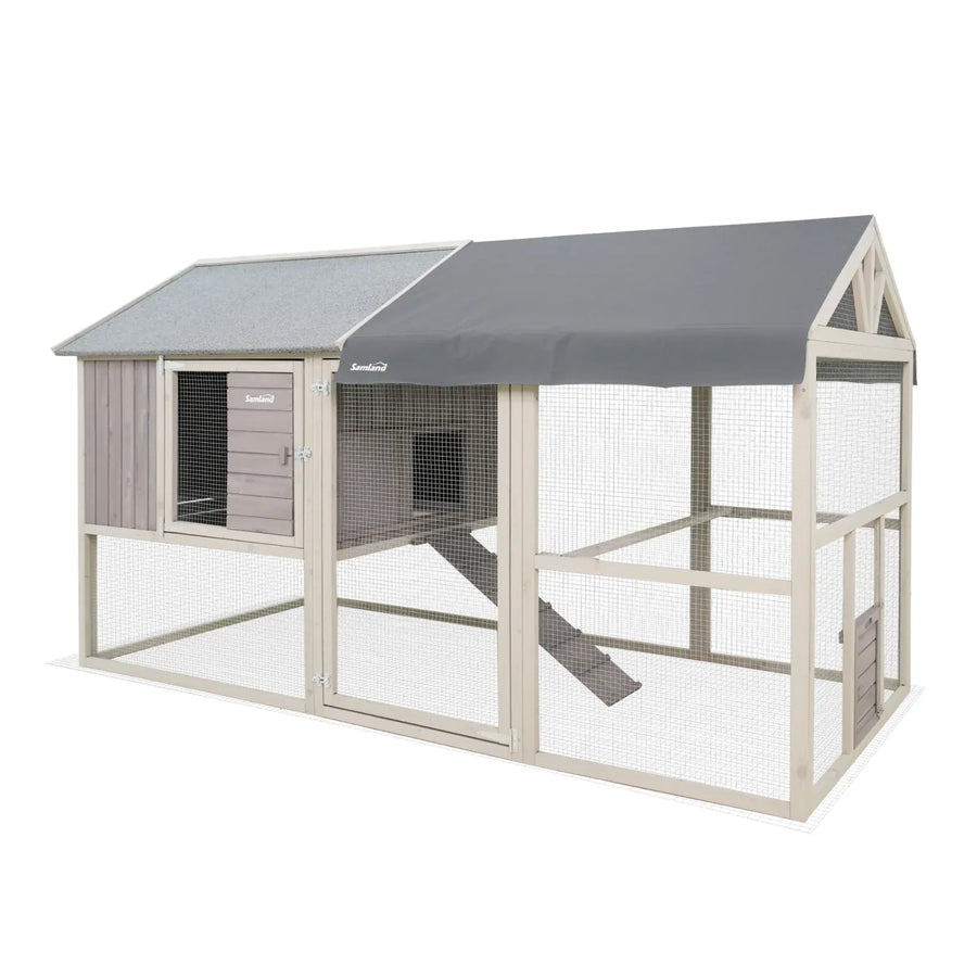 Samland Large Wooden Backyard Chicken Coop with Big Run and Nesting Boxes