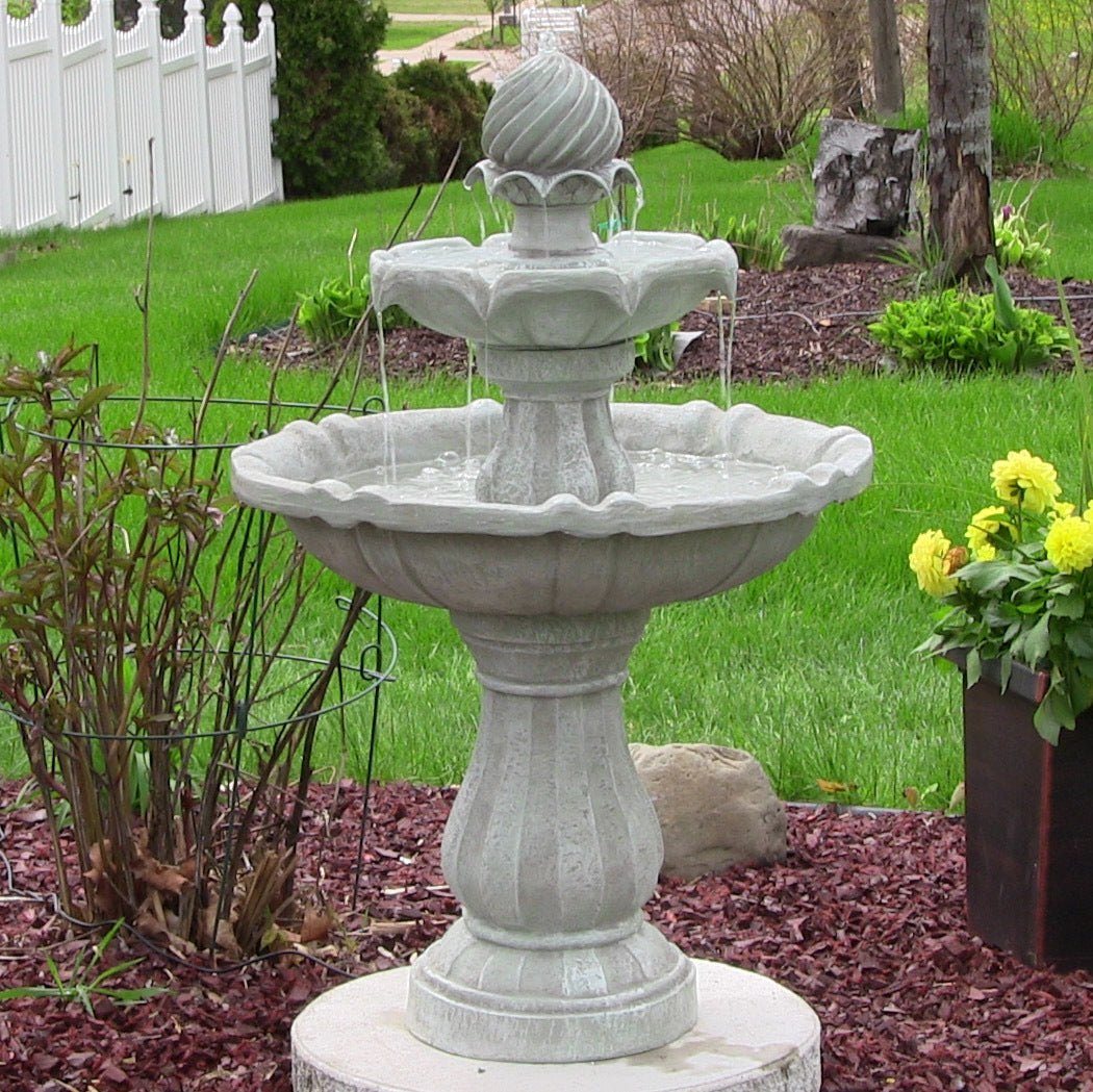 Samland SOLAR POWERED 2-TIER BIRD BATH WATER FOUNTAIN
