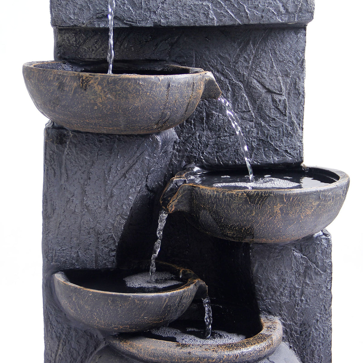 Samland 5 TIERS RUSTIC POURING POTS SOLAR WATER FOUNTAIN FEATURE