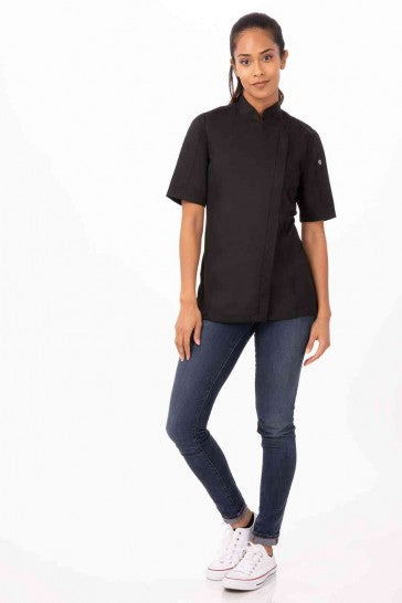 Springfield Women's Black Zipper M Chef Jacket by Chef Works