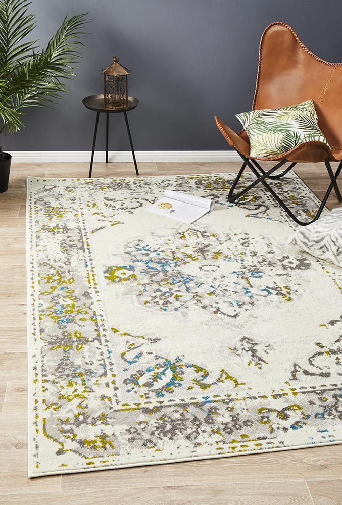 Alexa Transitional Rug White Green Blue by Rug Culture - 290X200CM
