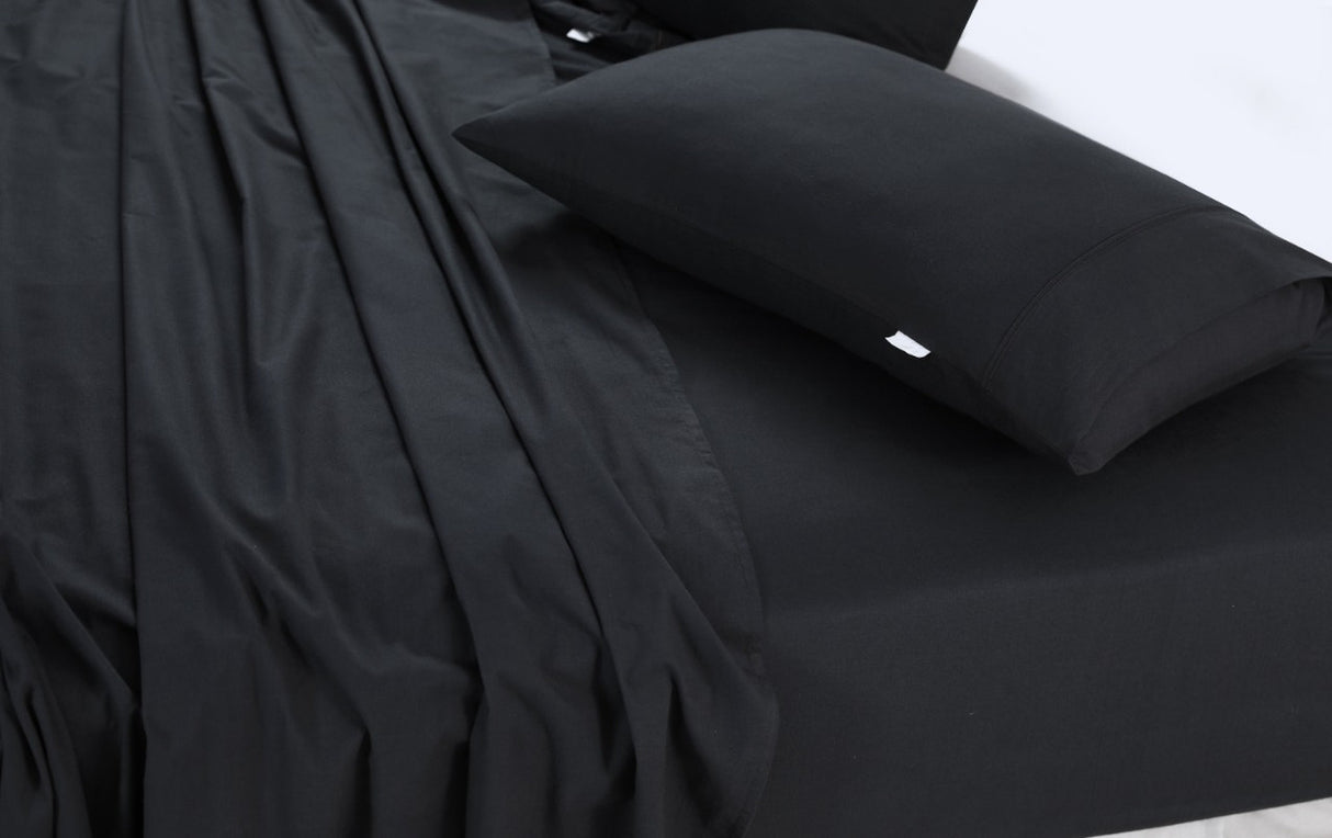 Vintage Washed 500TC Charcoal 100% Egyptian Cotton Single Bed Sheet Set by Elan Linen