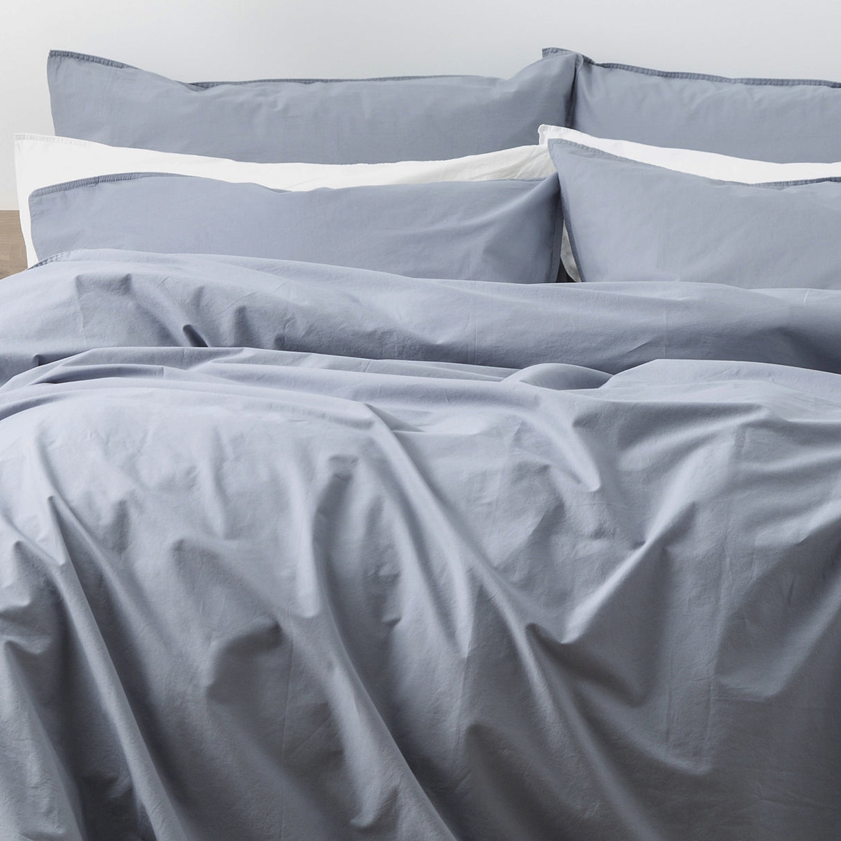 Helena Vintage Stone Washed Dusty Blue Quilt Cover Set by Renee Taylor Queen