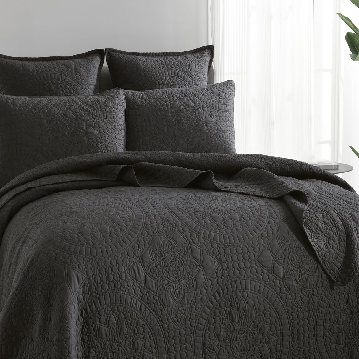 Asher Jacquard Coverlet Grey Set by Renee Taylor Queen/King