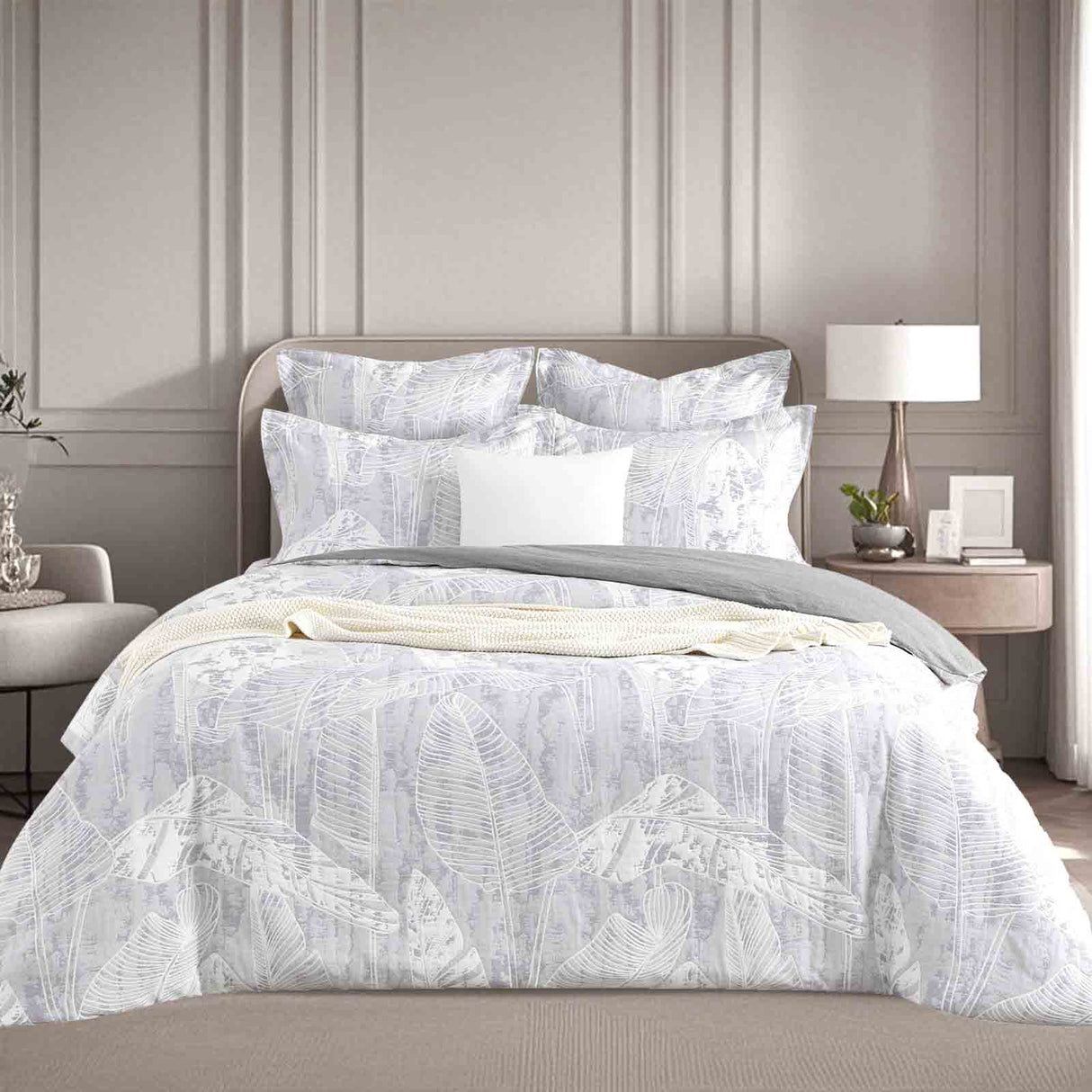 Grove Charcoal Jacquard King Quilt Cover Set by Renee Taylor