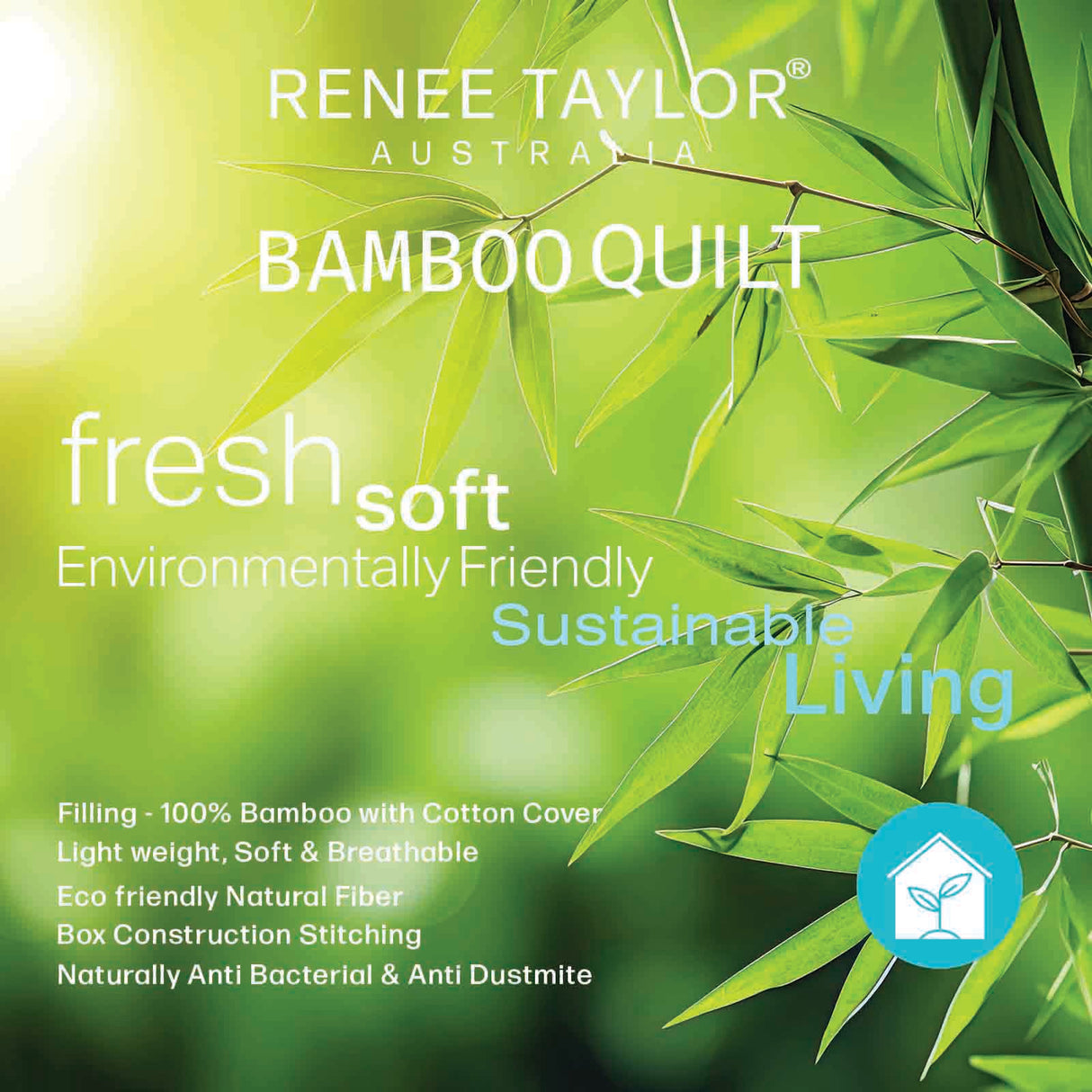 400 GSM All Seasons Natural Bamboo Double Quilt by Renee Taylor