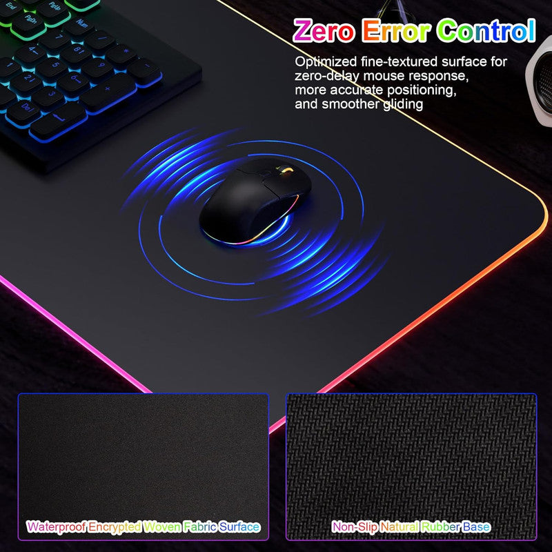 Wireless Charging Mouse Pad 15W RGB Gaming Mousepad Waterproof Desk Mat with Phone Holder 35.4''x11.8'' Extra Large Desk Pad Non-Slip Base Computer Keyboard Mat for PC Laptop, Blue