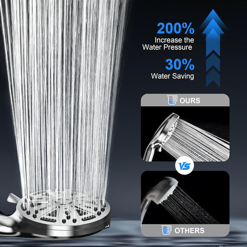 Filtered Shower Head with Handheld, High Pressure 8 Spray Showerhead with Filters & Upgraded Detachable Shower Head, Water Softener Filters Beads for Hard Water -Remove Chlorine Black
